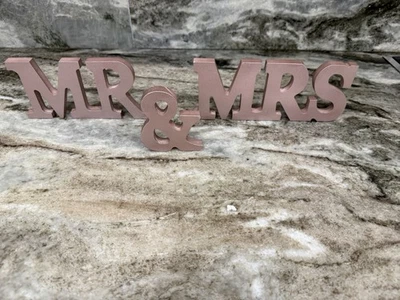 Rose Gold Mr and Mrs Wooden Sign Top Table Wedding Venue Decoration - Image 1 of 4