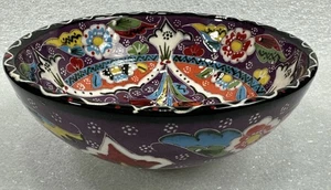 Onur Cini Turkish Ceramic Porcelain Flower Hand-Painted 6" Bowl - Vintage - Picture 1 of 14