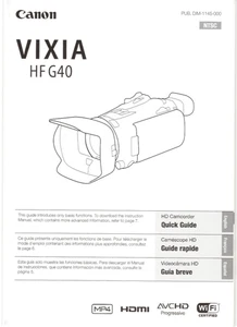 Original Canon VIXIA HF G40 HD Camcorder Quick Guide Manual OEM Free Shipping - Picture 1 of 2