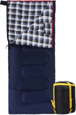 Saco de dormir de franela de algodón para camping mochilero, sobre para adultos clima frío Foto 1 de 4