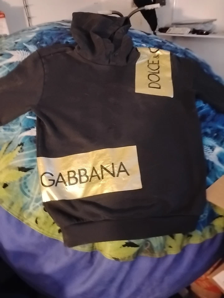 Dolce & Gabbana Talla 44/Grande Negro y Dorado Sudadera con Capucha Suéter Pullover Foto 1 de 4