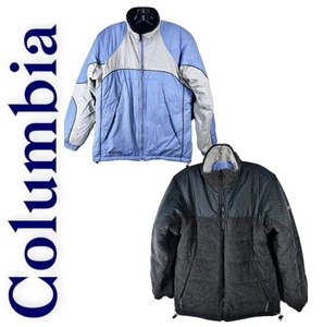 CHAQUETA COLOMBIA DE COLECCIÓN REVERSIBLE 2 EN 1 CUELLO SIMULADO ACOLCHADO ESQUÍ NIEVE AZUL NEGRO PEQUEÑA - Imagen 1 de 11