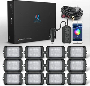 RGBW LED Rock Lights Kit- 12 Pods Wireless Control Car Neon Underbody Glow Light - Picture 1 of 14