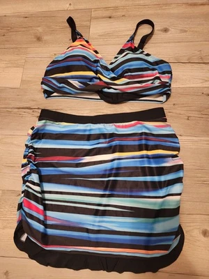 XL 2 piece rainbow Swimwear Size XL TOP AND SKIRT only No Bikini - Image 1 of 4
