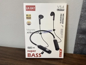 Wireless Headphones Super Bass Neckband Stereo Earphones Headsets Mic SD Card - Picture 1 of 3
