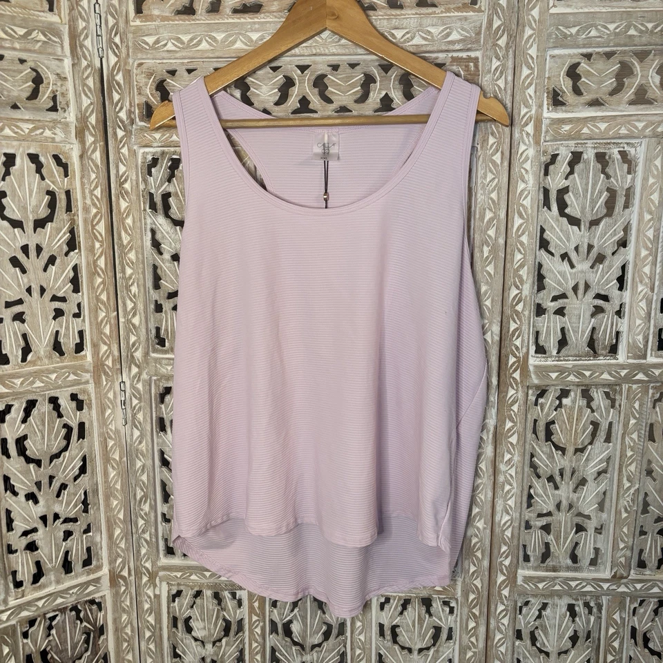 Calia Womens Scoop Neck Tank Light Pink Solid Sleeveless Racerback WAX11205S