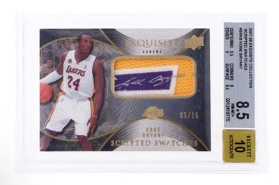 2007-08 UD Exquisite KOBE BRYANT /15 Scripted Swatches Patch Auto BGS 8.5 - Image 1 of 2