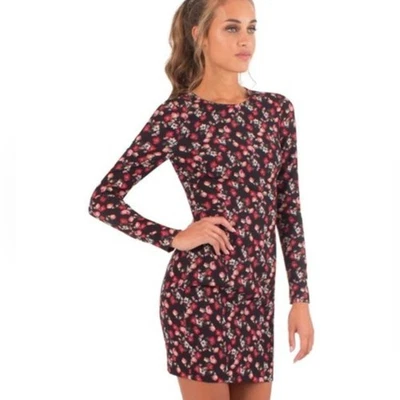 Black Halo Lively Floral Sheath Long Sleeve Size 8 - Image 1 of 4