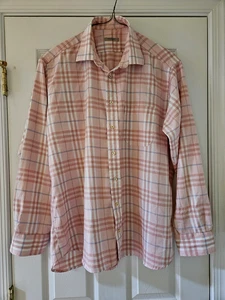 Burberry London Vintage Men's Pink Nova Check Plaid Long Sleeve Shirt XL USA EUC - Picture 1 of 9