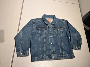 Levis Jacket Kid's 7 Blue Red Tab Jean Denim Trucker Button Front Cotton - Picture 1 of 12