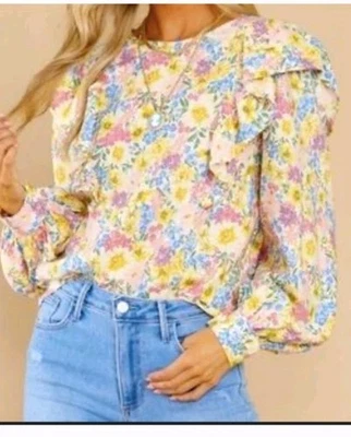 Blusa Aura vermelha floral babado nova com etiquetas feminina tamanho médio nova com etiquetas  - Imagem 1 de 4
