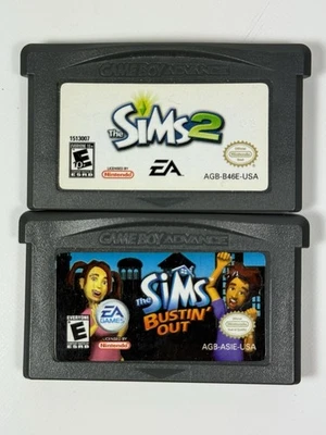 The Sims 2 & Bustin' Out (Nintendo Game Boy Advance) GBA Authentic Carts Only - Image 1 of 4