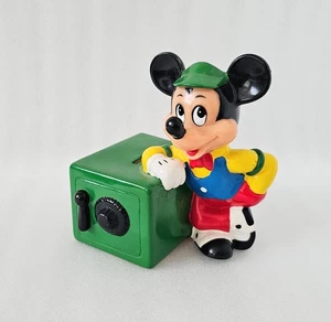 Disney Mickey Mouse Banker Sparschwein Vintage Kunststoff Münze Spardose mit Stopper - Bild 1 von 13
