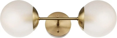 Globe Electric Celestia 19.5 in. 2-Light Matte Brass Wall Sconce Frosted Glass - Image 1 of 4