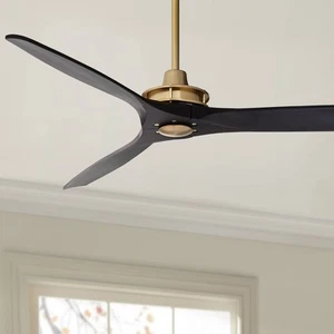52" Windspun Soft Brass and Matte Black Ceiling Fan with Remote - Picture 1 of 7