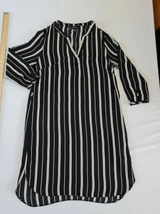 Ladies Dress Atmosphere Size 10 Long Sleeve V Neck Black Mix 7272 - Picture 1 of 10