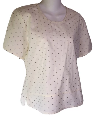 FLAX 衬衫尺寸小号奶油色灰色圆点有机棉衬衫套衫上衣 S — 第 1/4 张图片