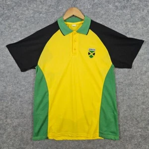 Jamaica Patch Polo Shirt Youth Size L Cotton/Polyester Soccer Futbol Preppy - Picture 1 of 8