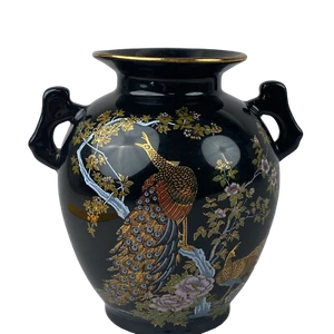 Satsuma Style Vase with Peacock Design 6.75" Tall - Picture 1 of 6