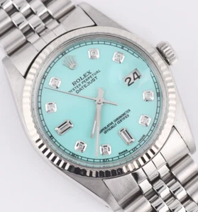 Rolex Datejust 16014 Turquoise Diamond Dial 36mm Watch 18K Gold / Steel Jubilee - Picture 1 of 12