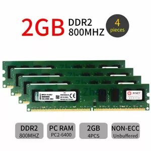 8GB Kit 4x 2GB KVR800D2N6K2/4G DDR2 800MHz DIMM Desktop intel RAM For Kingston - Picture 1 of 8