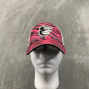 Baltimore Orioles Snapback Pink Youth Girls Zebra Stripe Logo Hat Cap Sequins - Picture 1 of 12