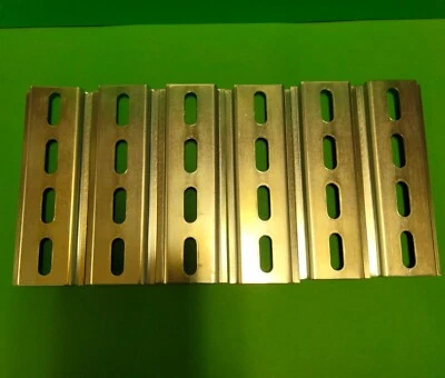 6 Pieces DIN Rail Slotted Steel 4 in. long 35mm 7.5mm 2 ft. - Image 1 of 2