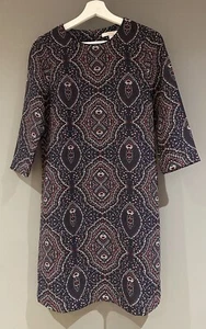 ESPRIT navy pink Paisley floral print Shift dress size 10 - Picture 1 of 4