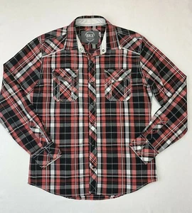 BKE buckle weastern shirt Men’s Size Medium pearl snap front Cotton pre-owned. - Picture 1 of 12