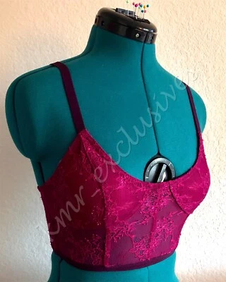 NUEVO Top Sujetador Recortado Free People Floral Encaje en Borgoña con Correas Púrpura Talla: XS Foto 1 de 4