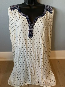 Roxy Tribal Print Cream High Low Beach Cover Up Size Small Dress - Picture 1 of 4