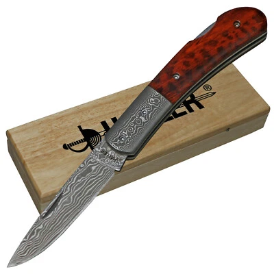 Haller Damast Taschenmesser Klappmesser Backlock Schlangenholz Geschenkbox