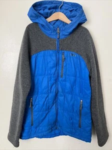 REI Boys L 14/16 Full Zip Light Jacket Gray Blue Knit Puffer Hoodie - Picture 1 of 8