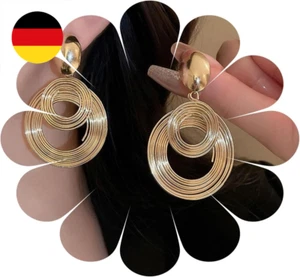 Punk Kreis Lange Dangle Ohrringe Gold Circular Disc Drop Ohrringe Vintage strukt - Bild 1 von 6
