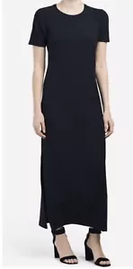 Theory Spring Navy Maxi Dress Dark Blue Ranmire Knit Shirred Size Small NWT - Picture 1 of 5
