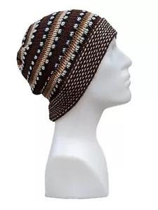 Cappello Beanie Lana Alpaca A Righe Tratteggiato Morbido Inverno Caldo Accogliente Comodo Peruviano NUOVO - Foto 1 di 2