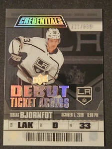 19-20 Credentials Tobias Bjornfot Rookie Debut Ticket Access #/299 Acetate  - Picture 1 of 3