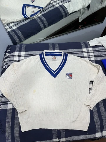Vintage 90's New York Rangers Russell Athletic Knit Pull Over Sweater Size L Cover