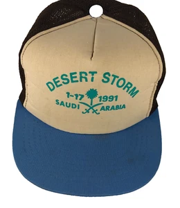 Vintage Desert Storm Cap 1991 90s Trucker Snapback Hat Gulf War Saudi Arabia NBA - Picture 1 of 10