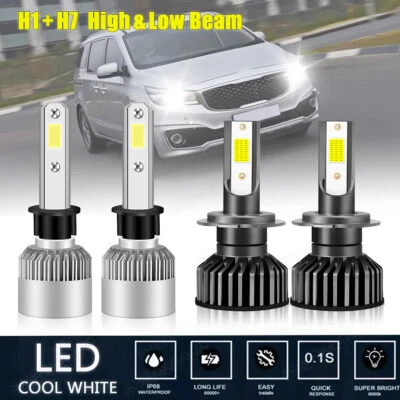 H1 H7 Bulbs For Hyundai XG350 Sedan 4-Door 3.5L 2002-2005 LED Headlight Bulbs 4x - Image 1 of 4