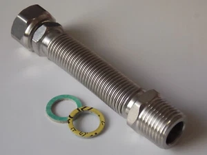 Edelstahl Wellrohr ausziehbarar Verbinder AG 1/2 x 1/2" IG Solar Heizung Sanitär - Picture 1 of 3