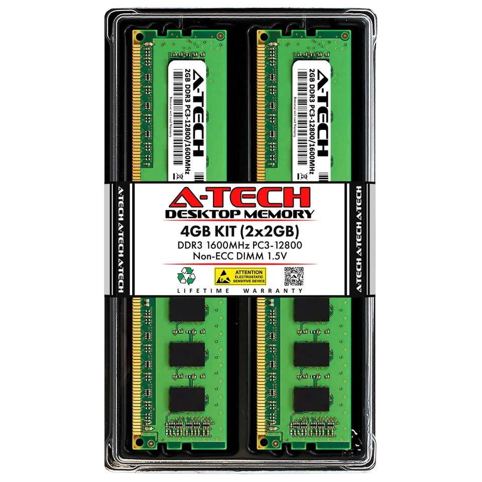 4GB 2x2GB PC3-12800U MSI MS-98A9 Z77A-G41 Z77A-G43 Z77A-G45 B75MA-G43 Memory RAM - Image 1 of 4