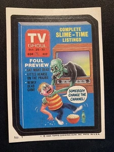 1985 TOPPS Wacky Packages TV Ghoul #1 Sticker Card Puzzle Back Original Series - Picture 1 of 5
