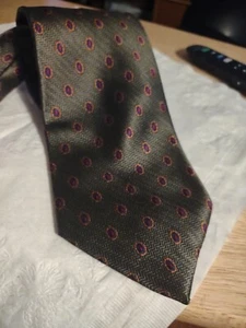ZIANETTI MEN'S GREEN GEOMETRIC PRINT ITALIAN SILK TIE - NECK TIE - Picture 1 of 6