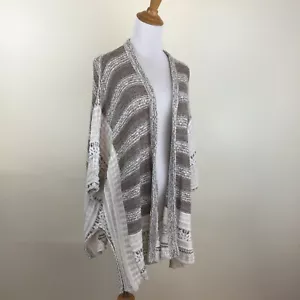 LUCKY BRAND Strickjacke braun weiß hell taupe Schlitz am Saum vorne offen Gr. XS/Small - Bild 1 von 10