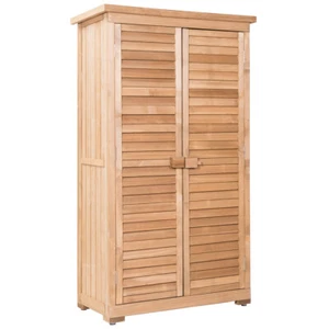63" Wooden Yard Garden Storage Shed Shutter Design Fir Wood Lockable Outdoor - Picture 1 of 7