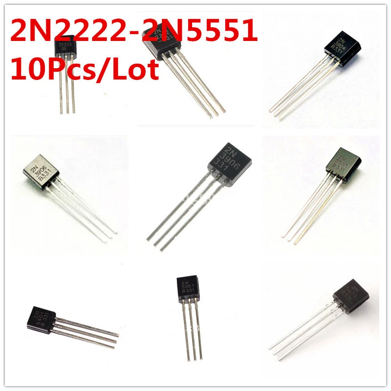 10Pcs/Lot 2N2222-2N5551 2N 2907 3906 5172 5401 3904 NPN Transistor Triode TO-92  - Image 1 of 2