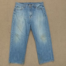 Lucky Brand Jeans 38 (Act:35x28) Short Inseam Relaxed Straight Distressed Work *