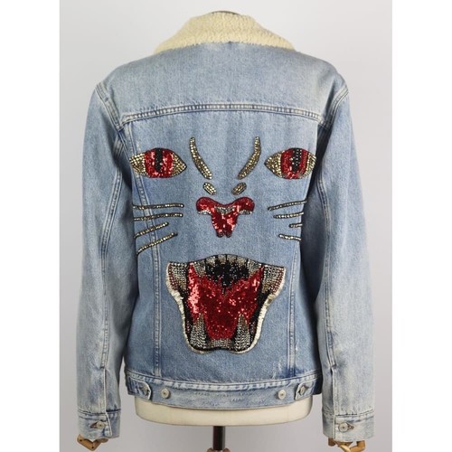 Giacca denim shearling Gucci Jardin D'Hiver taglia: IT42