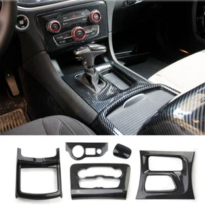 5pc Carbon Fiber Interior Central Control Cover Trim Set for Dodge Charger 2015+ - Picture 1 of 12